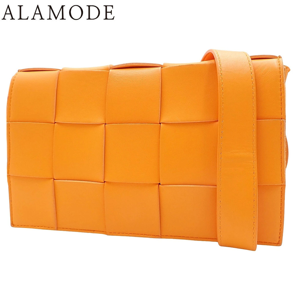 Bottega Veneta Intrecciato Cassette Shoulder Bag Lambskin Orange